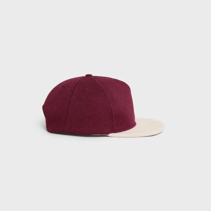 Initial Cap In Wool Bordeaux Vanilla Men CELINE HATS AND SOFT ACCESSORIES