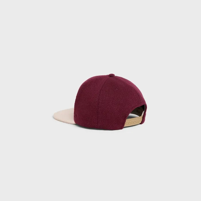 Initial Cap In Wool Bordeaux Vanilla Men CELINE HATS AND SOFT ACCESSORIES
