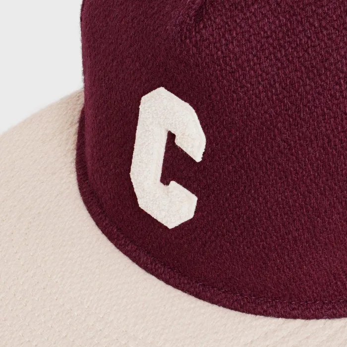 Initial Cap In Wool Bordeaux Vanilla Men CELINE HATS AND SOFT ACCESSORIES
