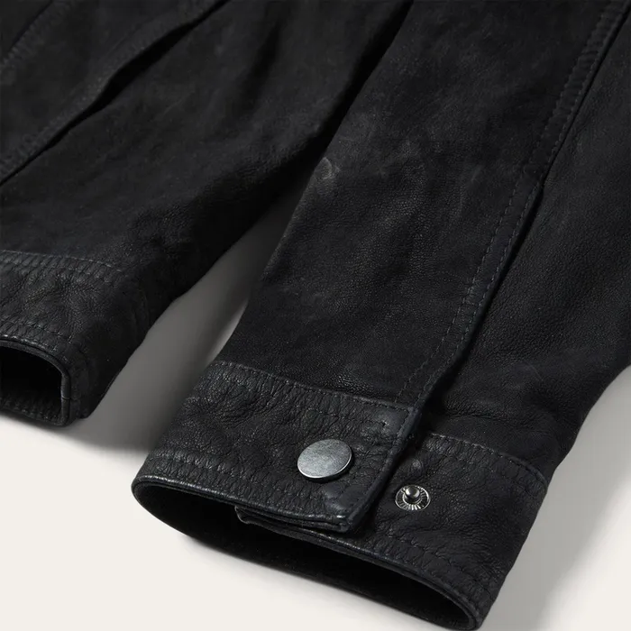 Jackets Men Stetson Leather Jean Jacket Black