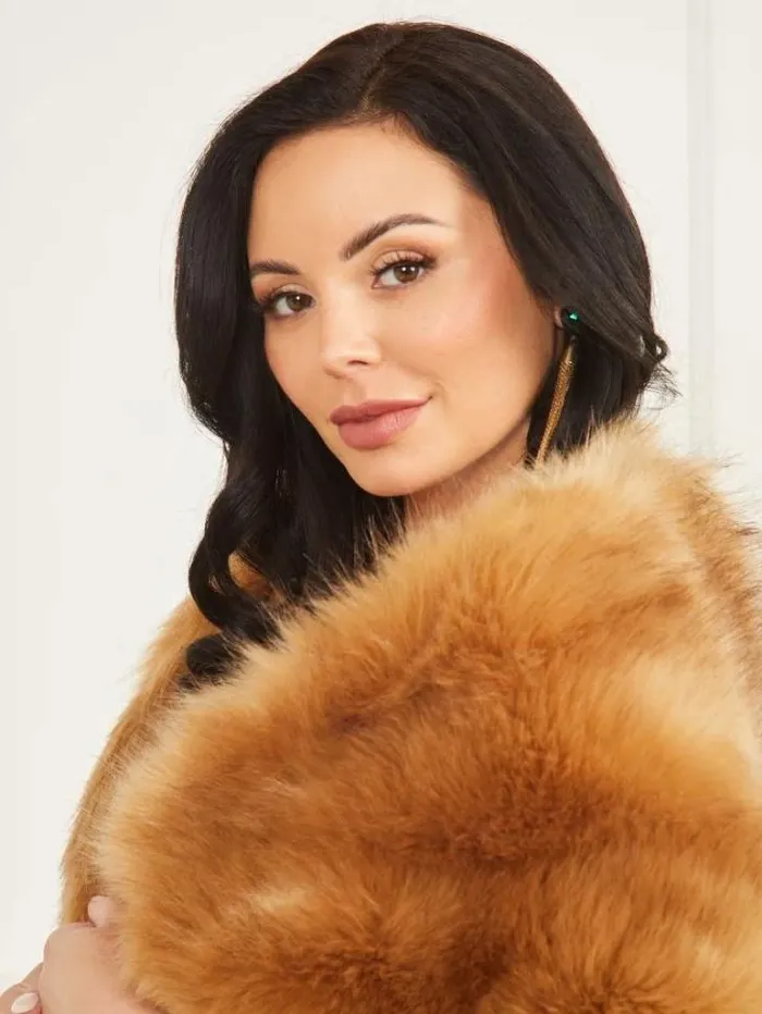 Jackets Women Marciano Gwenda FauxFur Shawl Scarf Camel