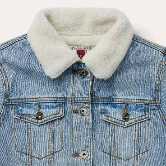 Jackets Women Stetson Denim Sherpa Lined Jacket Blue