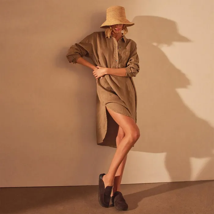 James Perse DressesJumpsuits Linen Shirt Dress Cashew Pigment 8211 Women