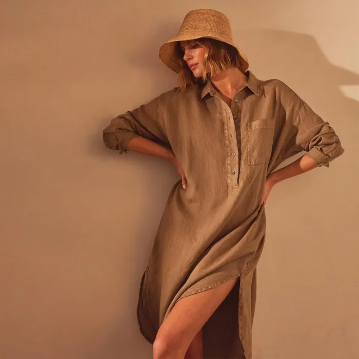 James Perse DressesJumpsuits Linen Shirt Dress Cashew Pigment 8211 Women