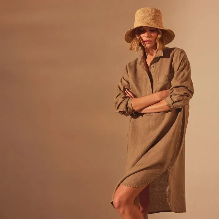 James Perse DressesJumpsuits Linen Shirt Dress Cashew Pigment 8211 Women