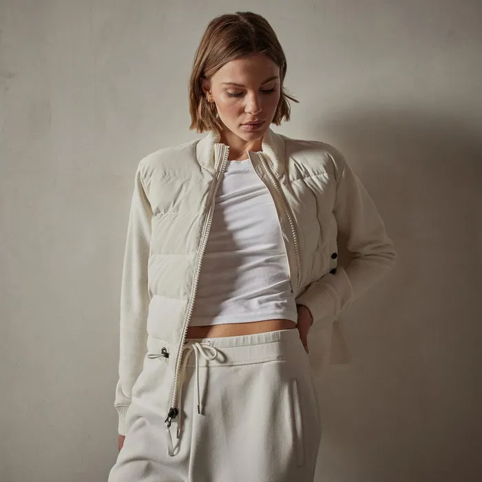 James Perse JacketsOuterwear Mixed Media Jacket Chalk 8211 Women