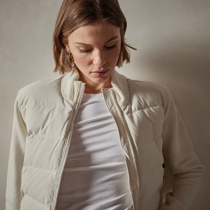 James Perse JacketsOuterwear Mixed Media Jacket Chalk 8211 Women