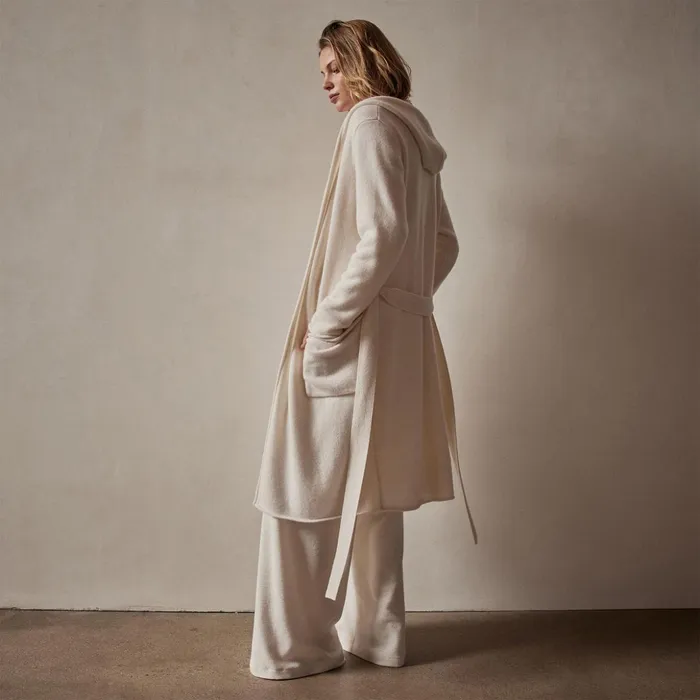 James Perse Lounge Recycled Cashmere Hooded Robe Ivory 8211 Women