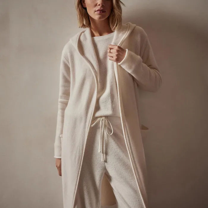 James Perse Lounge Recycled Cashmere Hooded Robe Ivory 8211 Women