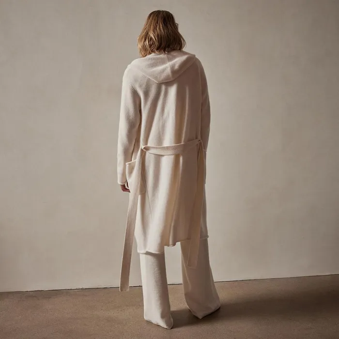 James Perse Lounge Recycled Cashmere Hooded Robe Ivory 8211 Women