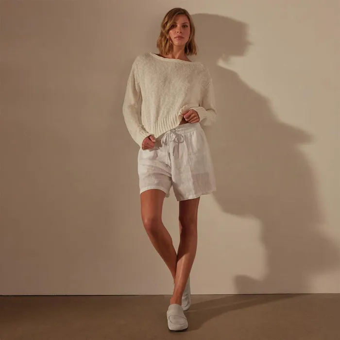 James Perse Shorts Relaxed Fit Linen Short White 8211 Women