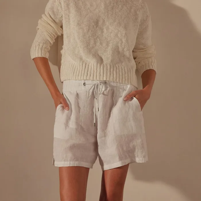 James Perse Shorts Relaxed Fit Linen Short White 8211 Women