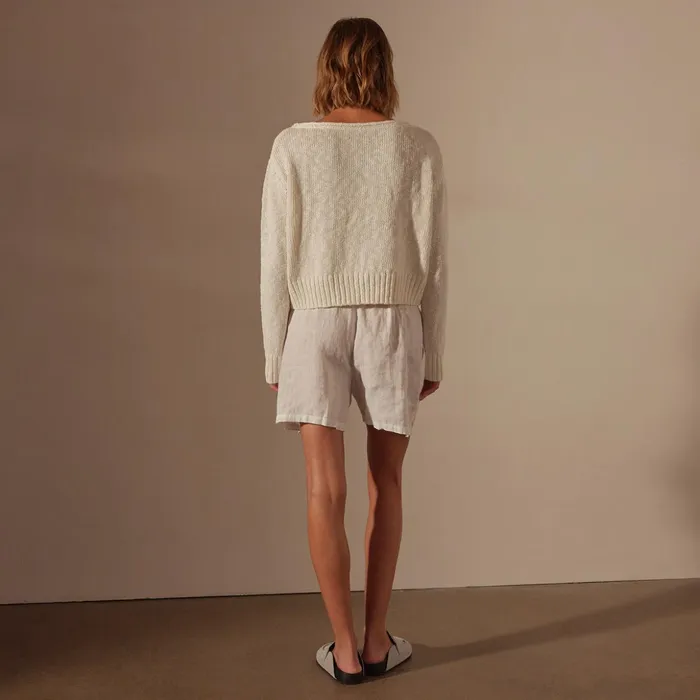 James Perse Shorts Relaxed Fit Linen Short White 8211 Women