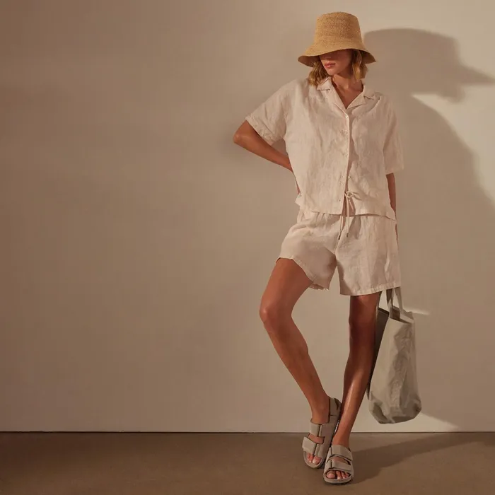 James Perse Shorts Relaxed Fit Linen Short Zephyr Pigment 8211 Women