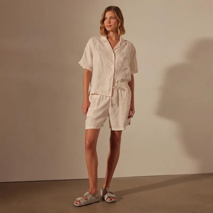 James Perse Shorts Relaxed Fit Linen Short Zephyr Pigment 8211 Women