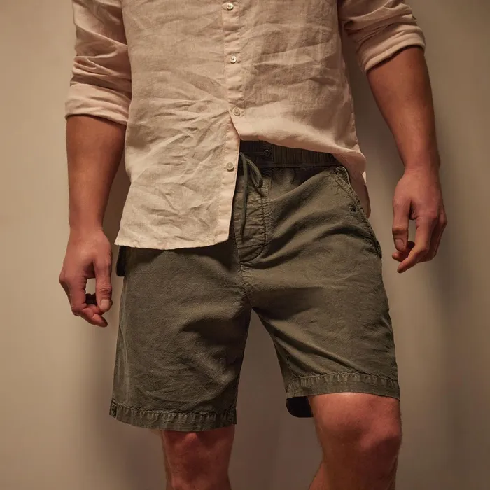 James Perse Shorts Textured Cotton Hemp Short Palm Pigment 8211 Men