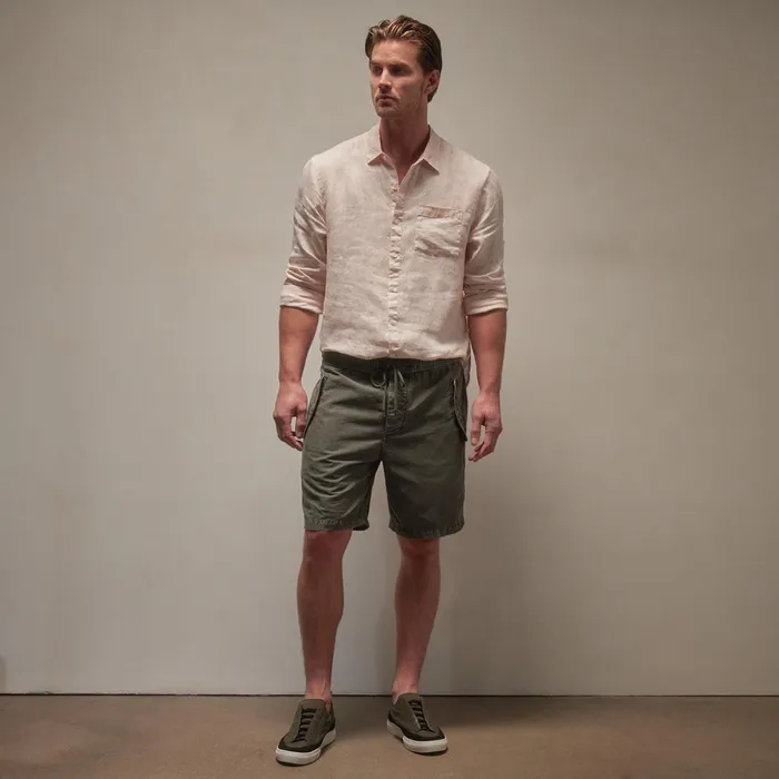 James Perse Shorts Textured Cotton Hemp Short Palm Pigment 8211 Men