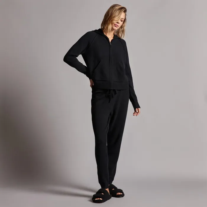 James Perse Sweat TopsBottoms Recycled Cashmere Track Jacket Black 8211 Women
