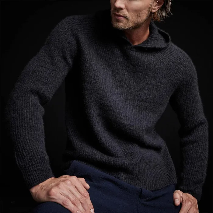 James Perse Sweaters Cashmere Rib Hoodie Black 8211 Men