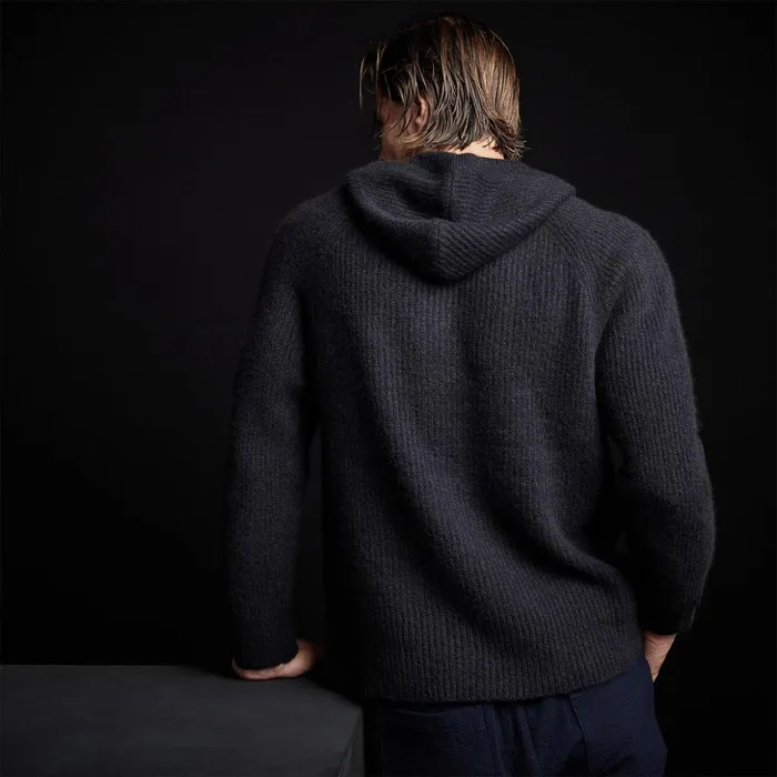 James Perse Sweaters Cashmere Rib Hoodie Black 8211 Men