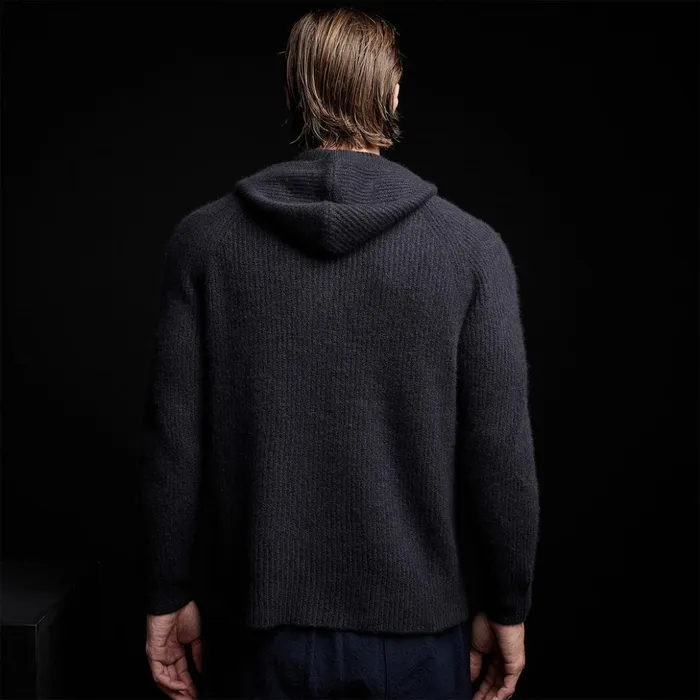 James Perse Sweaters Cashmere Rib Hoodie Black 8211 Men