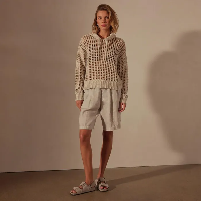 James Perse Sweaters Cotton Linen Open Hoodie Natural 8211 Women