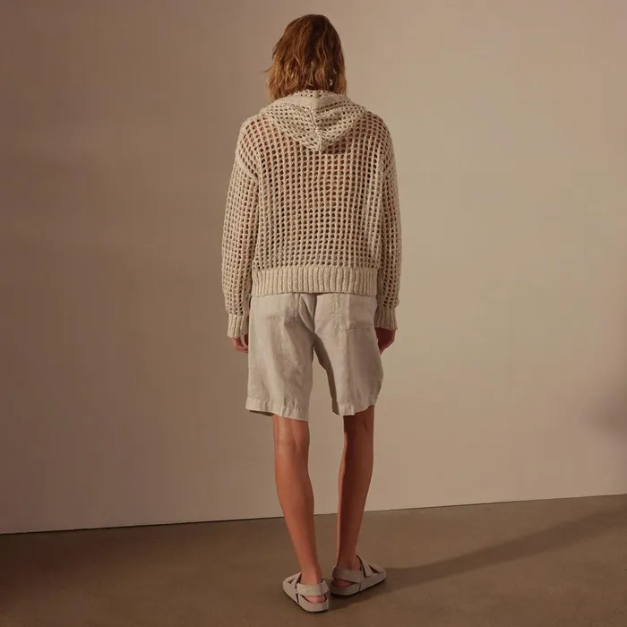 James Perse Sweaters Cotton Linen Open Hoodie Natural 8211 Women