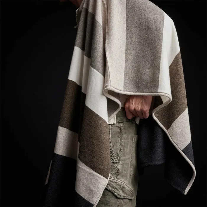 James Perse Sweaters Recycled Cashmere Multi Striped Poncho Beige Mix 8211 Women