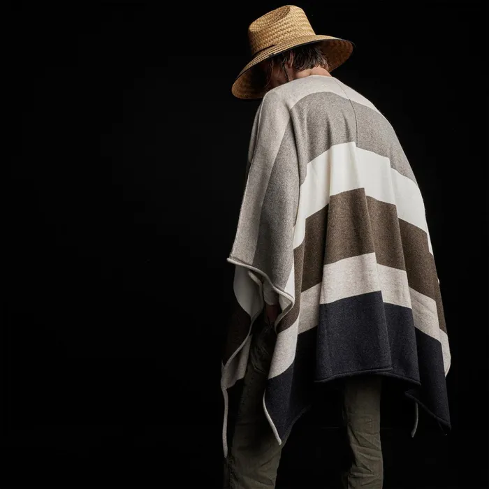 James Perse Sweaters Recycled Cashmere Multi Striped Poncho Beige Mix 8211 Women