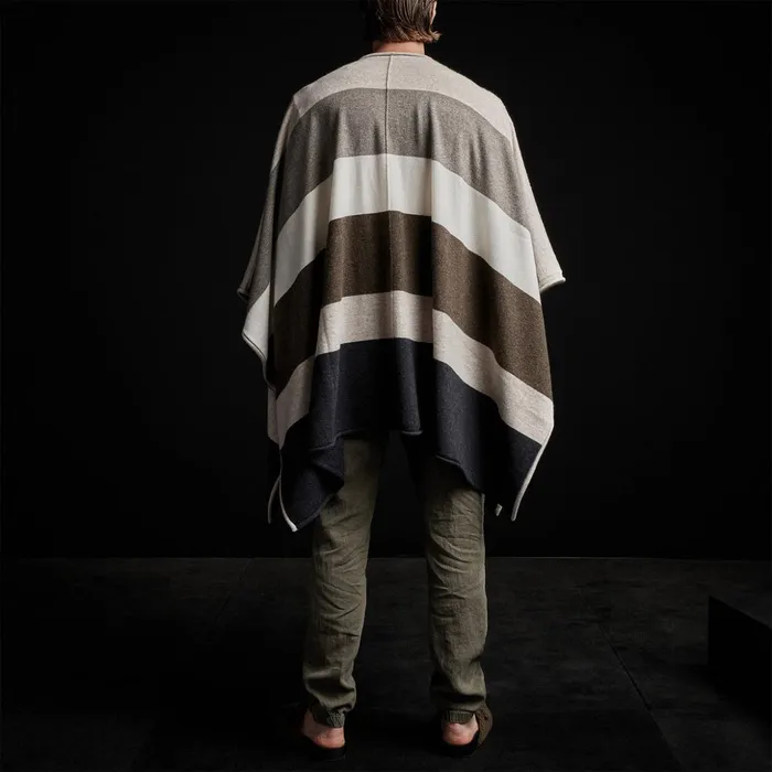 James Perse Sweaters Recycled Cashmere Multi Striped Poncho Beige Mix 8211 Women