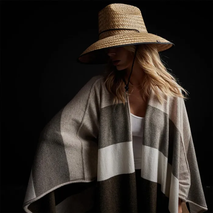 James Perse Sweaters Recycled Cashmere Multi Striped Poncho Beige Mix 8211 Women
