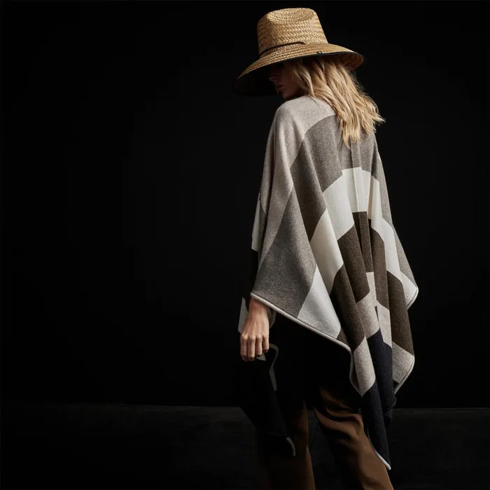 James Perse Sweaters Recycled Cashmere Multi Striped Poncho Beige Mix 8211 Women