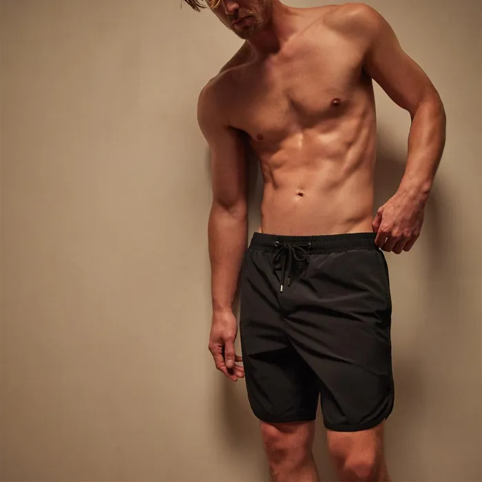 James Perse Swimwear Curved Hem Boardshort Blackblack 8211 Men