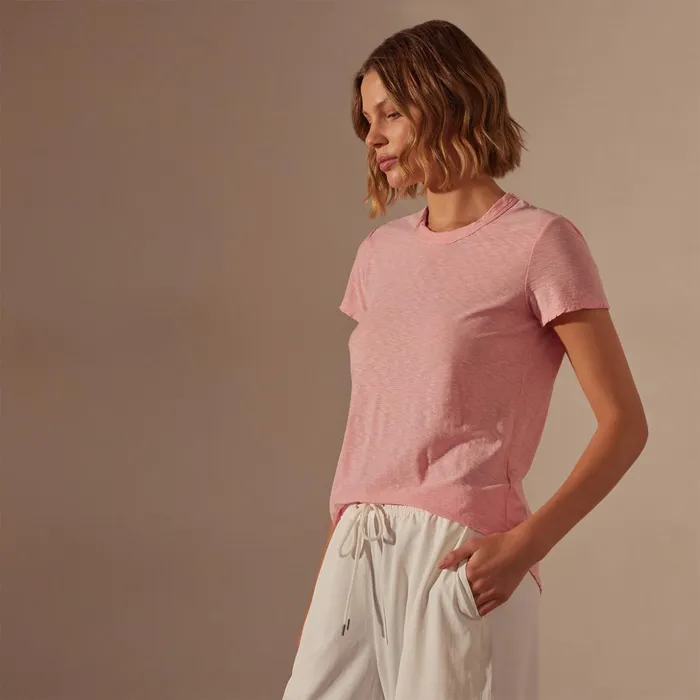 James Perse TShirts Sheer Slub Crew Neck Tee Peony 8211 Women