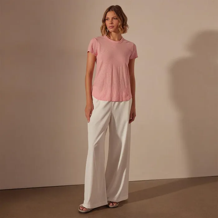 James Perse TShirts Sheer Slub Crew Neck Tee Peony 8211 Women