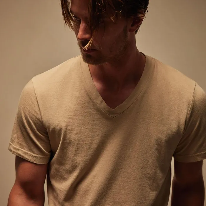 James Perse TShirts Short Sleeve V Neck Sand Dune Pigment 8211 Men