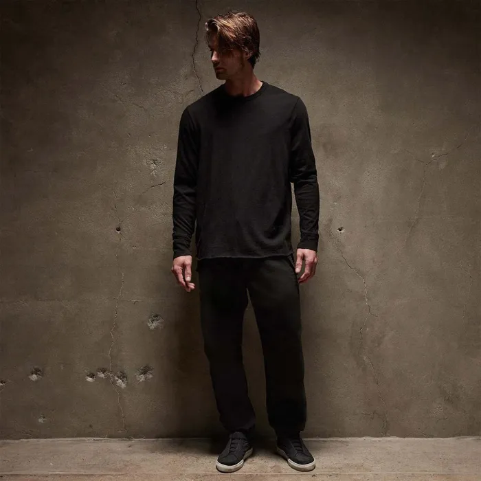 James Perse TShirts Slub Jersey Long Sleeve Crew Black 8211 Men