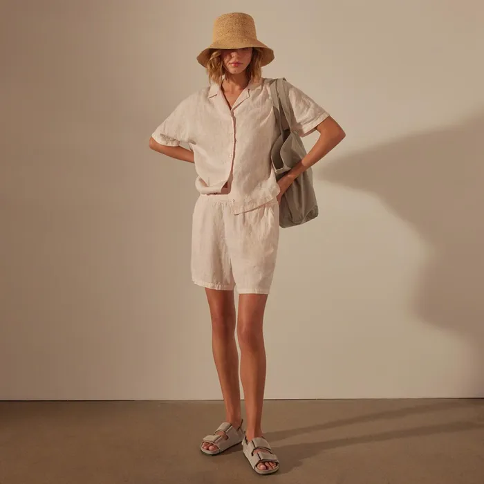 James Perse Tops Lightweight Linen Boxy Shirt Zephyr Pigment 8211 Women