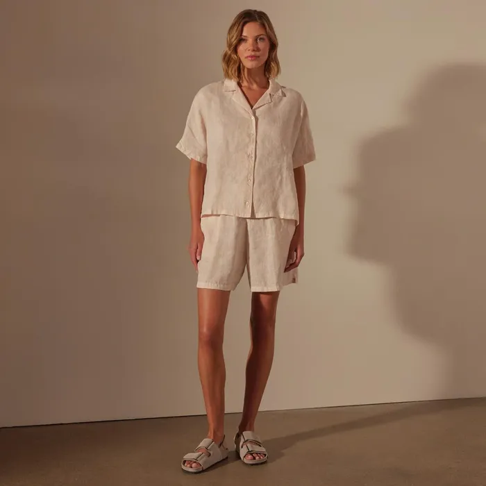 James Perse Tops Lightweight Linen Boxy Shirt Zephyr Pigment 8211 Women