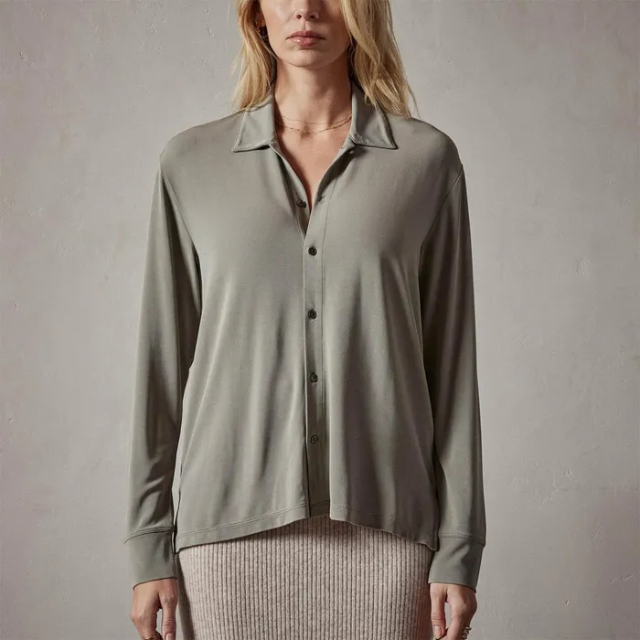 James Perse Tops Stretch Matte Jersey Shirt Concrete 8211 Women