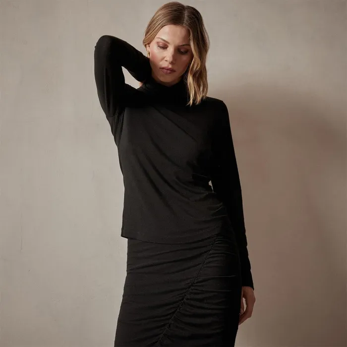 James Perse Tops Tencel Cashmere Turtleneck Black 8211 Women