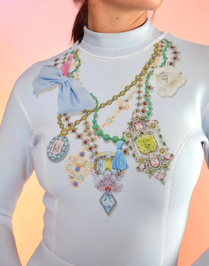 Jewel Necklace Wetsuit 8211 Blue Women Cynthia Rowley Surf and Swim