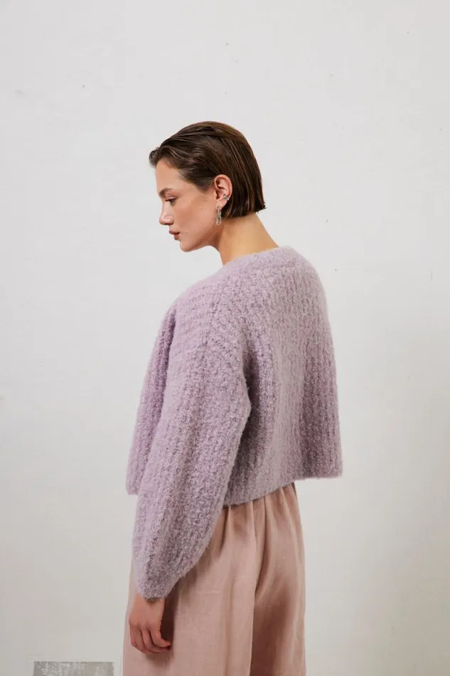 JumpersSweaters Women VRG GRL Elsie Knit Cardigan Lilac JumpersSweaters Women VRG GRL Elsie Knit Cardigan Lilac