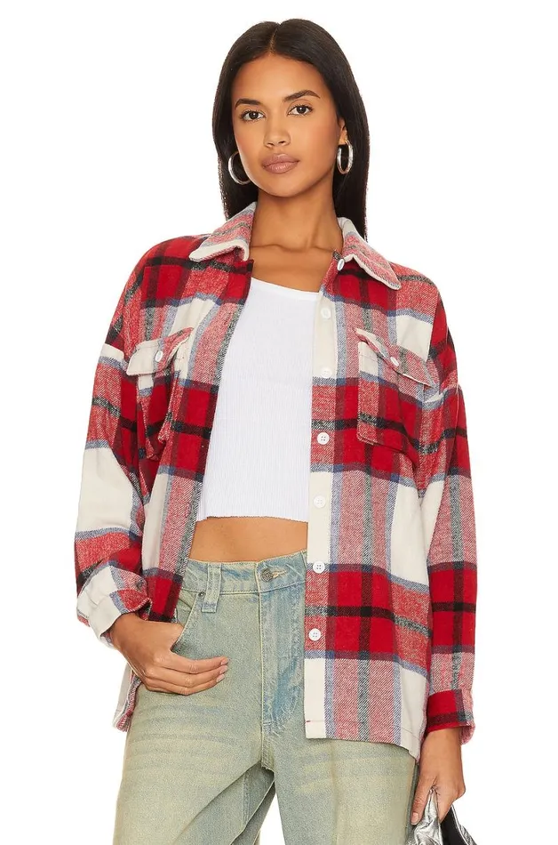 Kaianna Shacket Red Multi Women Lovers and Friends Jackets and Coats