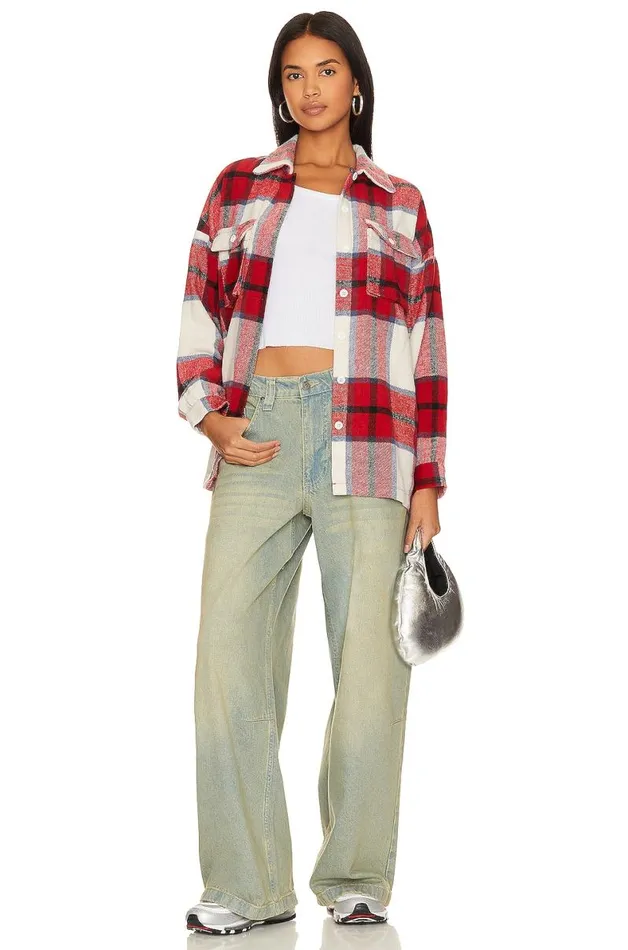 Kaianna Shacket Red Multi Women Lovers and Friends Jackets and Coats