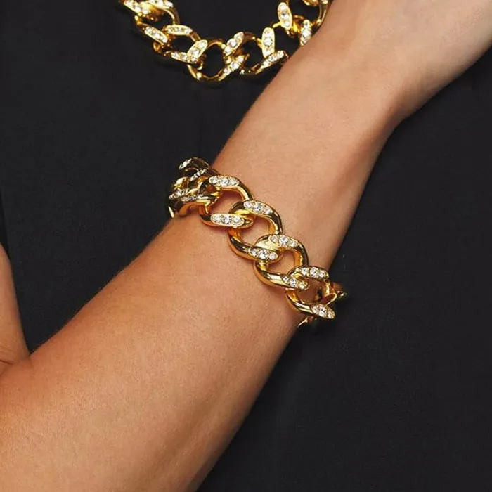 Kenneth Jay Lane Clear Crystal Bracelets Women Gold And Crystal Link Bracelet