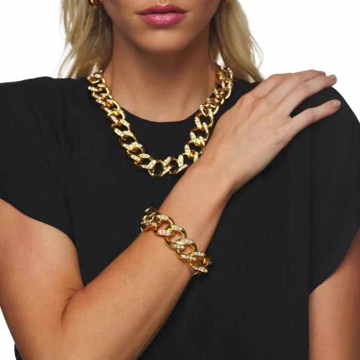 Kenneth Jay Lane Clear Crystal Bracelets Women Gold And Crystal Link Bracelet Kenneth Jay Lane Clear Crystal Bracelets Women Gold And Crystal Link Bracelet