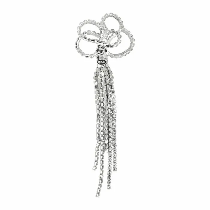 Kenneth Jay Lane Clear Crystal Earrings Women Crystal Bow Drop Earrings