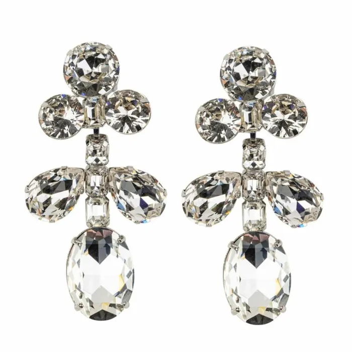 Kenneth Jay Lane Clear Crystal Earrings Women Crystal Drops Clip Earring