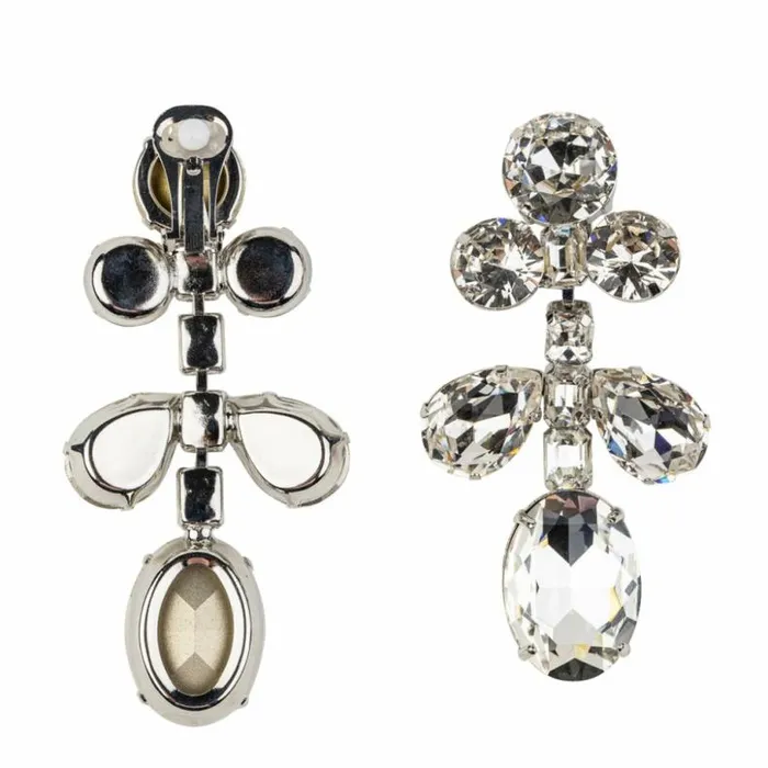 Kenneth Jay Lane Clear Crystal Earrings Women Crystal Drops Clip Earring